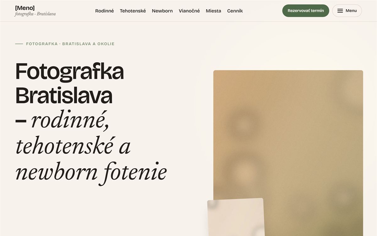 Úvodná stránka webu fotografbratislava.sk
