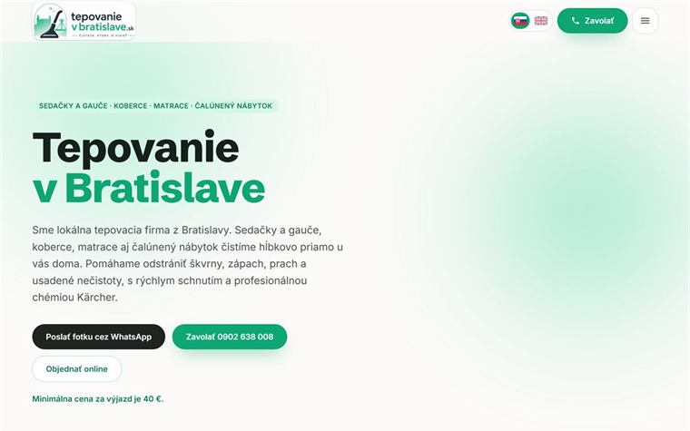 Web tepovanievbratislave.sk, ktorý sme postavili